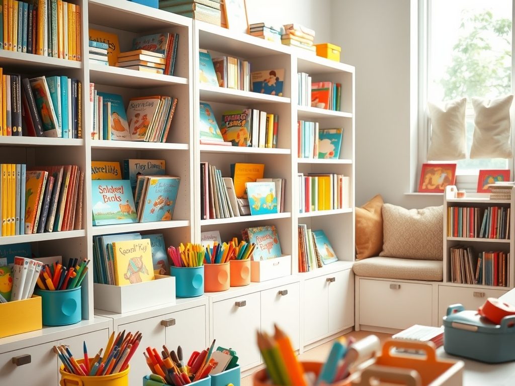 Organizacja książek i przyborów w pokoju dziecka: praktyczne rozwiązania dla porządku i funkcjonalności
