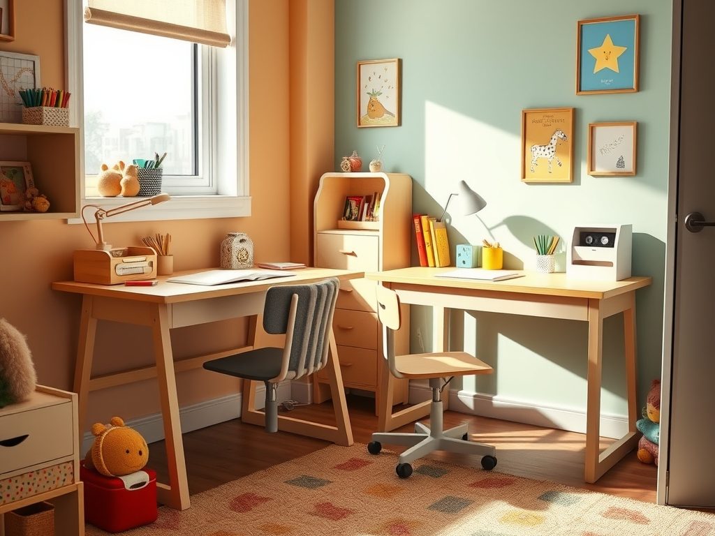 Jak ustawić dwa biurka w pokoju rodzeństwa, by zapewnić komfort i prywatność dzieciom oraz oszczędzić miejsce i budżet