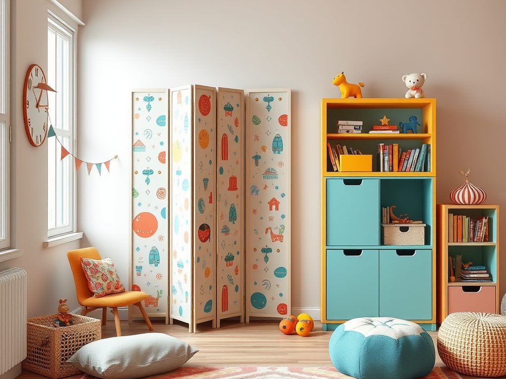 Parawan, regał i dywan w pokoju dziecka: praktyczne sposoby na trwały podział funkcjonalnych stref